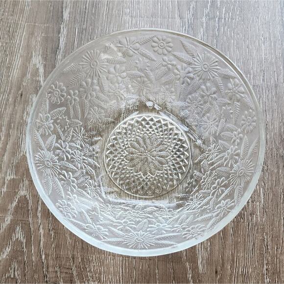 Pineapple & Floral Indiana‎ Glass Bowl #618, Clear Depression Glass - Picture 1 of 4